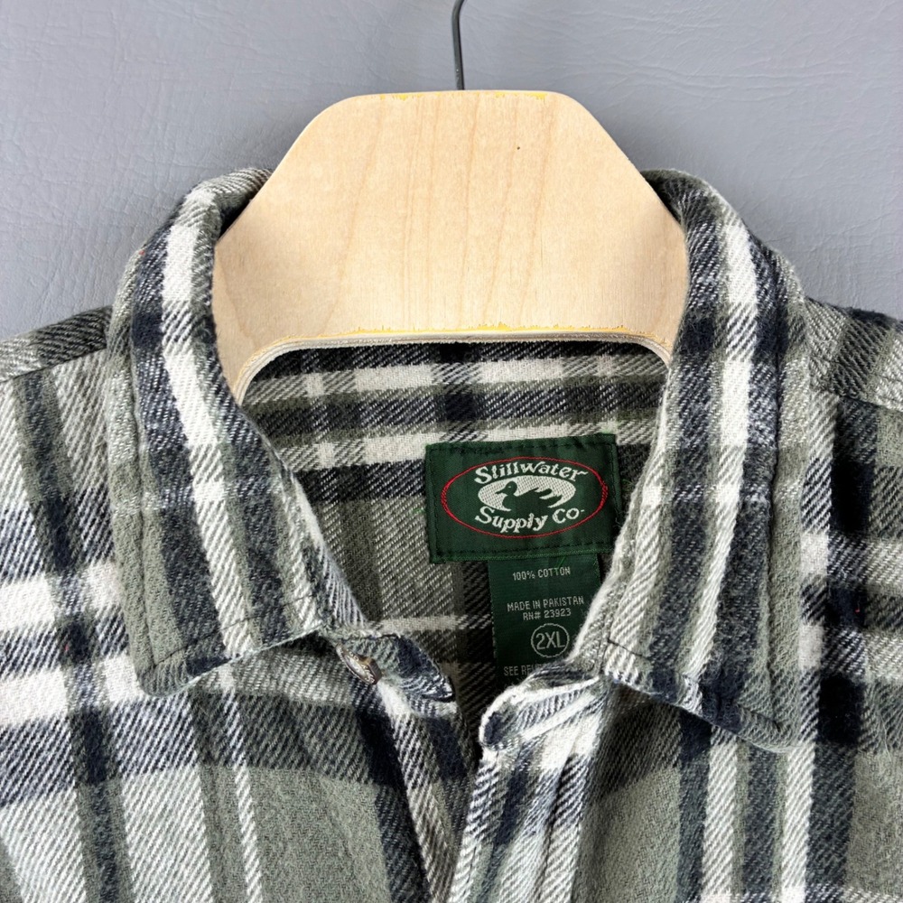 Stillwater Supply Co Mens 2XL Heavy Flannel Plaid Shacket Green Black Tartan - Picture 13 of 16